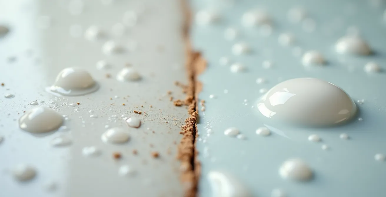 Makroaufnahme einer Keramikglasur mit sichtbaren Abrasionsspuren