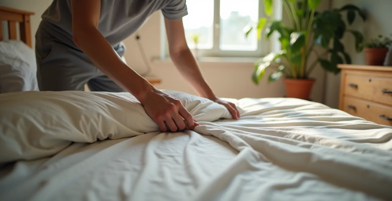 Vergleichende Darstellung verschiedener Matratzensysteme in einem modernen Schlafzimmer