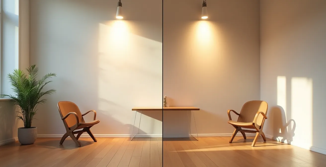 Vergleich von Uplighting und Downlighting Effekten auf die Raumwahrnehmung