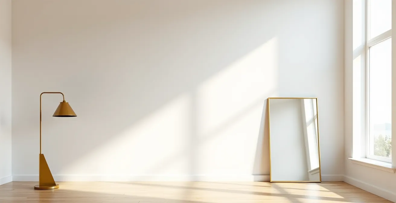 Minimalistisches Interieur mit gezielt platzierten Goldakzenten