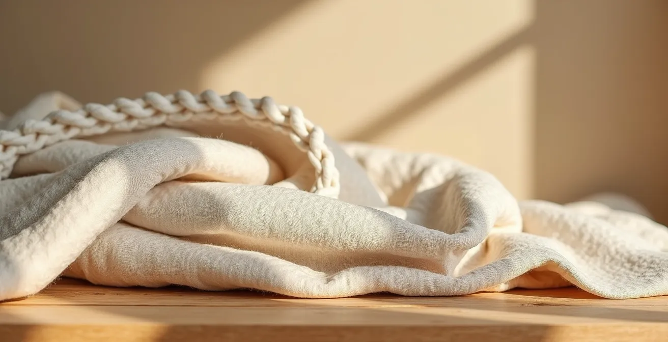 Nahaufnahme verschiedener natürlicher Texturen in Beigetönen, die Wärme in einem minimalistischen Raum zeigen